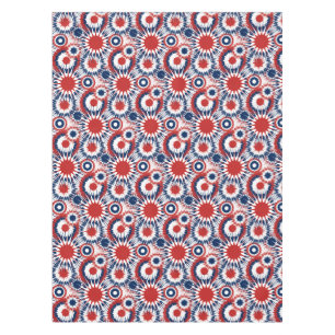 Patriottisch rood wit en blauw vuurwerk tafelkleed