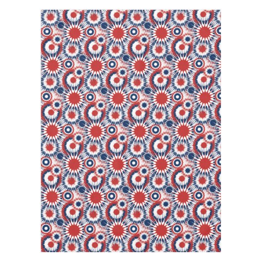 Patriottisch rood wit en blauw vuurwerk tafelkleed (Voorkant)