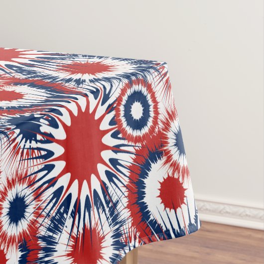 Patriottisch rood wit en blauw vuurwerk tafelkleed (Voorbeeld)