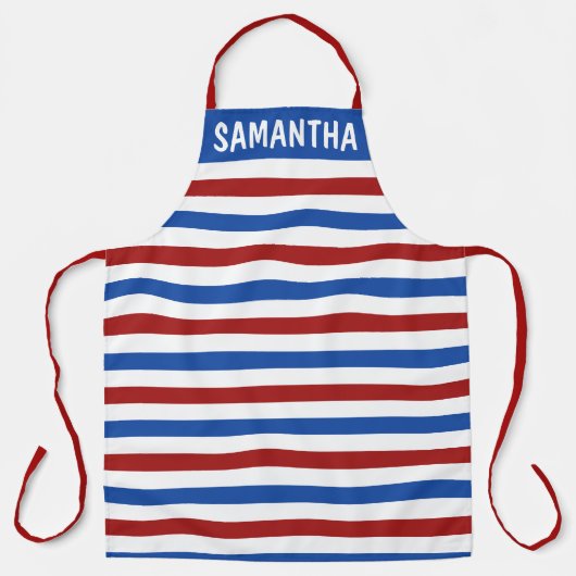 Patriottisch rood wit en blauwe streep, aangepast schort (Voorkant)