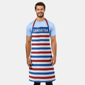 Patriottisch rood wit en blauwe streep, aangepast schort (Gedragen)