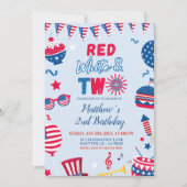 Patriottisch rood wit en twee verjaardagsuitnodigi kaart (Voorkant)