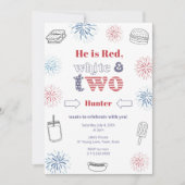 Patriottisch rood wit en tweederde verjaardag BBQ Kaart (Voorkant)