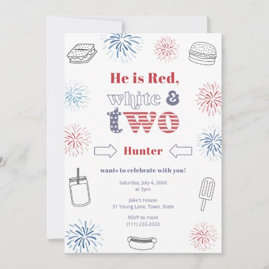Patriottisch rood wit en tweederde verjaardag BBQ Kaart (Voorkant)