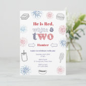 Patriottisch rood wit en tweederde verjaardag BBQ Kaart (Staand voorkant)