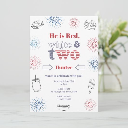 Patriottisch rood wit en tweederde verjaardag BBQ Kaart (Staand voorkant)