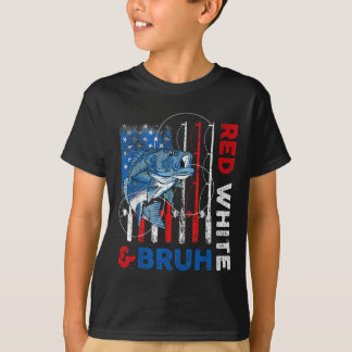 Patriottisch Rood Wit & Kamp; Bruh Amerika Vissen T-shirt