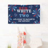 Patriottisch rood wit twee 2e verjaardag welkom spandoek (Insitu)