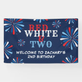 Patriottisch rood wit twee 2e verjaardag welkom spandoek (Horizontaal)