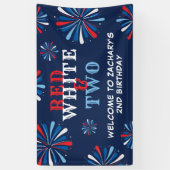 Patriottisch rood wit twee 2e verjaardag welkom spandoek (Verticaal)