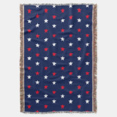 Patriottisch rood witte marjoen blauw sterpatroon  deken (Voorkant Verticaal)