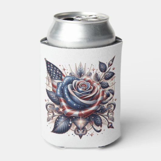 Patriottisch Roos en Amerikaanse Onafhankelijkheid Blikjeskoeler (Blikje Voorkant)