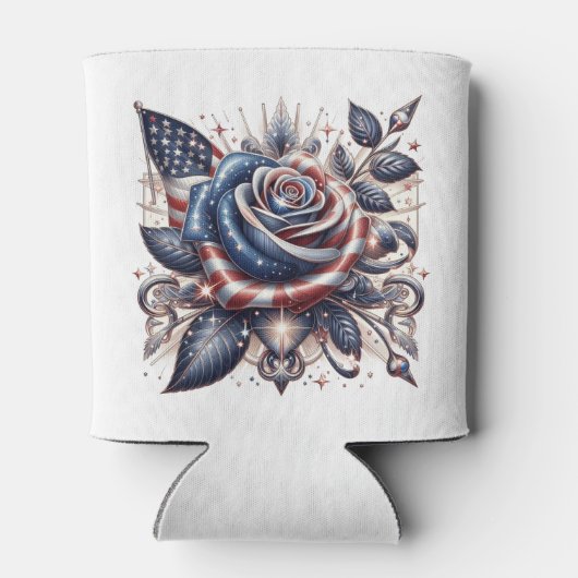 Patriottisch Roos en Amerikaanse Onafhankelijkheid Blikjeskoeler (Achterkant)