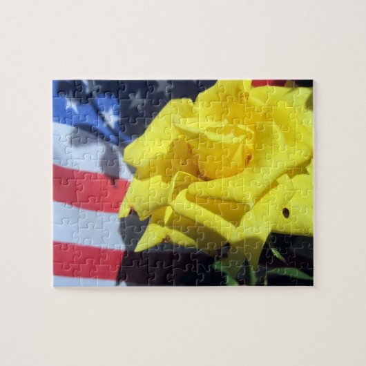 Patriottisch Roos Puzzle Legpuzzel (Horizontaal)