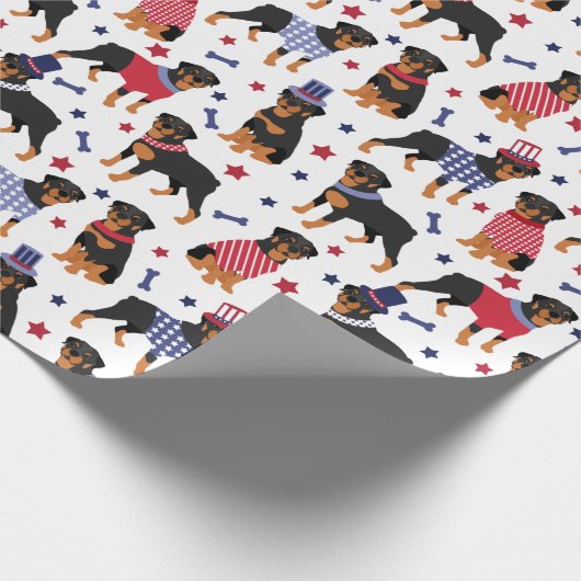 Patriottisch rottweiler cadeaupapier (Hoek)
