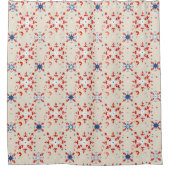 Patriottisch Rustiek Rood Wit Blauw Douchegordijn (Voorkant)