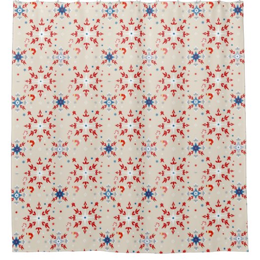 Patriottisch Rustiek Rood Wit Blauw Douchegordijn (Voorkant)