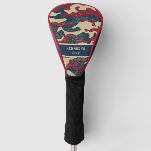 Patriottisch Rustieke Amerikaanse Vlag Camo Famili Golfheadcover (Voorkant)