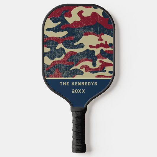 Patriottisch Rustieke Amerikaanse Vlag Camo Famili Pickleball Paddle (Voorkant)