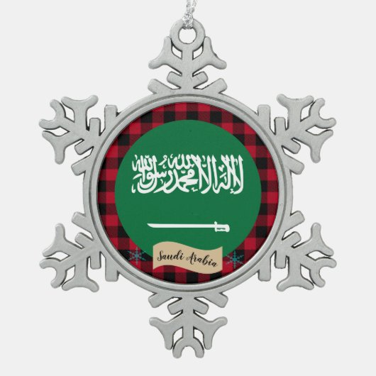 Patriottisch Saoedi-Arabië, buffelplein, Saoedisch Tin Sneeuwvlok Ornament (Voorkant)