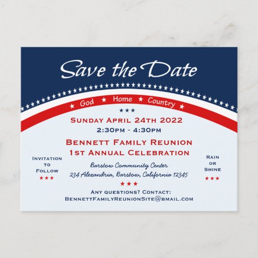 Patriottisch Save the Date Briefkaart (Voorkant)