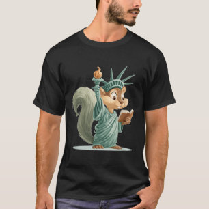 Patriottisch Schattige Eekhoornkostuum voor Libert T-shirt