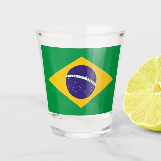 Patriottisch schot met vlag van Brazilië Shot Glas (Voorkant)