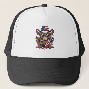 Patriottisch Schots Hoogland Rund Vintage Gravure  Trucker Pet