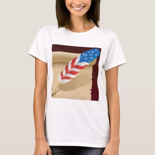 Patriottisch schrijfveer op antiek papier t-shirt (Voorkant)