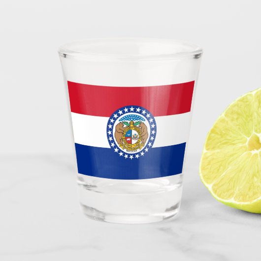 Patriottisch schutglas met vlag van Missouri Shot Glas (Voorkant)