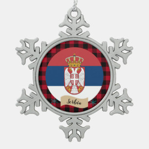 Patriottisch Servië, Roodbuffelplein, Servische vl Tin Sneeuwvlok Ornament