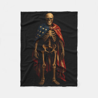 Patriottisch skelet Amerikaanse vlag gotische horr Fleece Deken