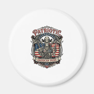 Patriottisch Skelet Cowboy Donkere Patriot Skelet  Magneet
