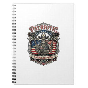 Patriottisch Skelet Cowboy Donkere Patriot Skelet Notitieboek