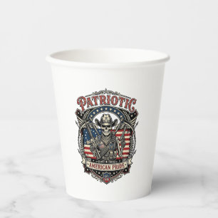 Patriottisch Skelet Cowboy Donkere Patriot Skelet Papieren Bekers