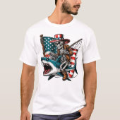 Patriottisch skelet haai Gevist T-shirt (Voorkant)