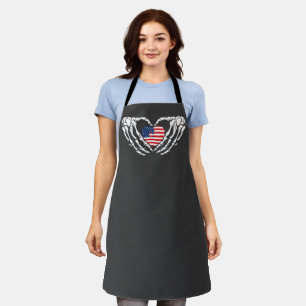 Patriottisch Skeleton Hart Amerika Vlag Halloween Schort