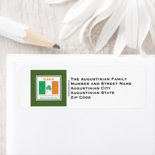 Patriottisch | Sláinte | DAG ST PATRICK Etiket (Insitu)