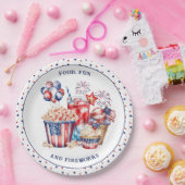 Patriottisch snoepgoed & vuurwerk 4 juli Feest Papieren Bordje (Feest)