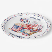 Patriottisch snoepgoed & vuurwerk 4 juli Feest Papieren Bordje (Gekanteld)