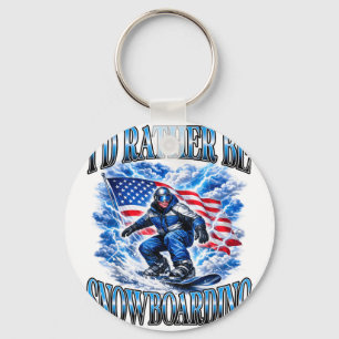 Patriottisch snowboarden amerikaanse vlag wintersp sleutelhanger