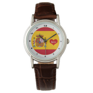 Patriottisch Spanje horloge, rood hart, Spaanse vl Horloge