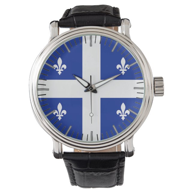 Patriottisch, speciaal horloge met vlag Quebec (Voorkant)