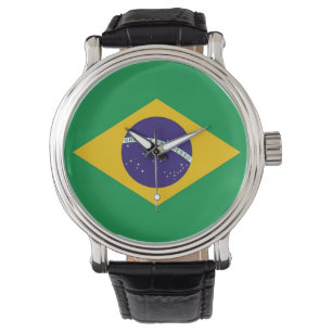 Patriottisch, speciaal horloge met vlag van Brazil