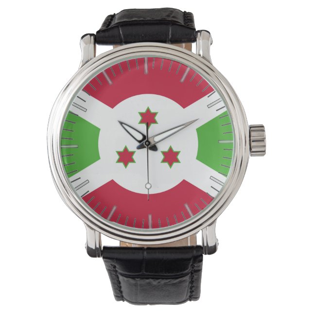 Patriottisch, speciaal horloge met vlag van Burund (Voorkant)