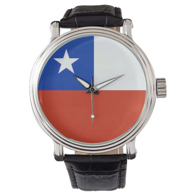 Patriottisch, speciaal horloge met vlag van Chili (Voorkant)