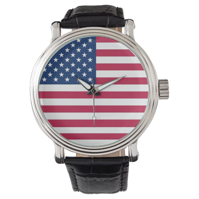 Patriottisch, speciaal horloge met vlag van de VS (Voorkant)