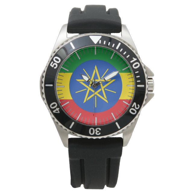 Patriottisch, speciaal horloge met vlag van Ethiop (Voorkant)