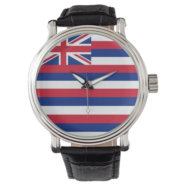 Patriottisch, speciaal horloge met vlag van Hawaï (Voorkant)