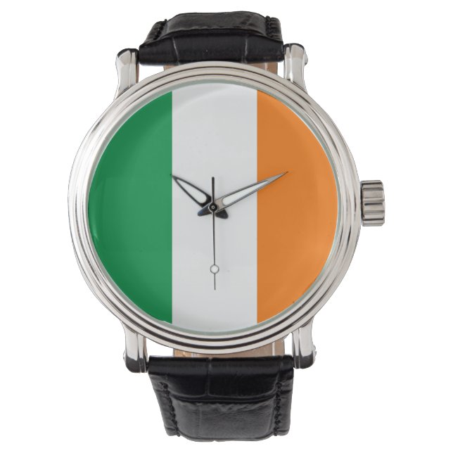 Patriottisch, speciaal horloge met vlag van Ierlan (Voorkant)
